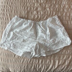 Aerie White Floral Lace Pajama Shorts